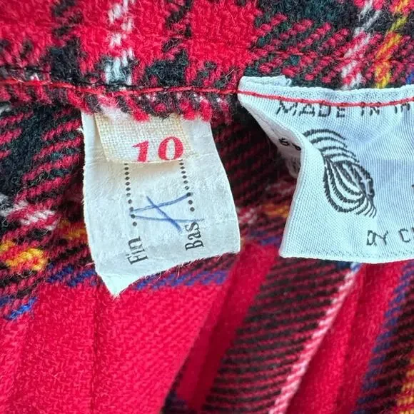 Pure New Wool Tartan Kilt Skirt Red Plaid Pleated Buckle A Line 25” Waist - Picture 8 of 9
